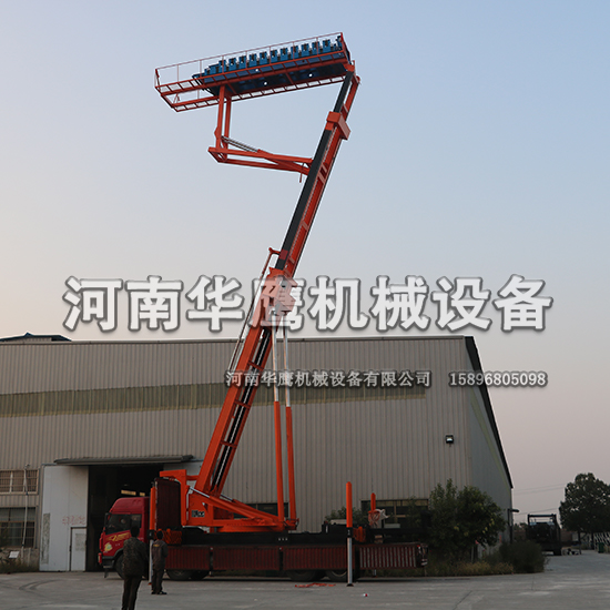 廈門(mén)舉升30米高空壓瓦機黃昏現場(chǎng)試機